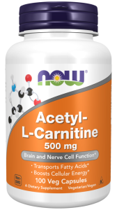 (image for) Now Acetyl-L-Carnitine 500 mg 100 Veg Capsules