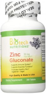 (image for) Biotech Nutritions Zinc Gluconate 50 mg 250 Tablets