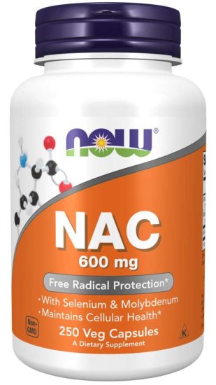 (image for) NOW NAC 600 mg 250 Veg Capsules