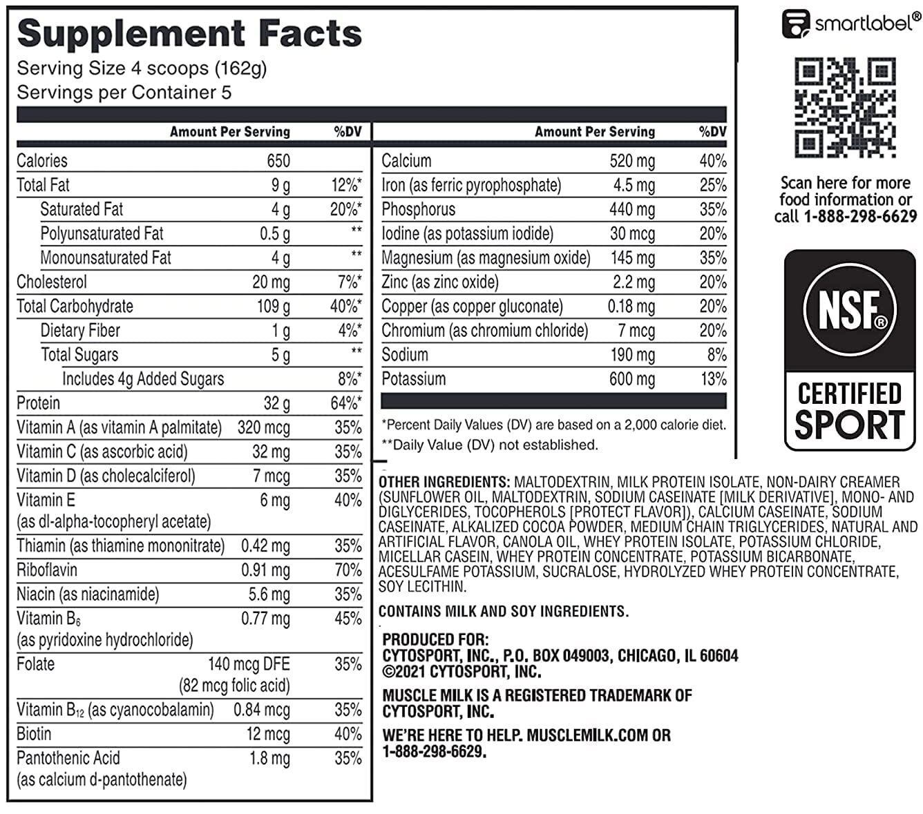 Muscle-Milk-Gainer-Supplement-Facts