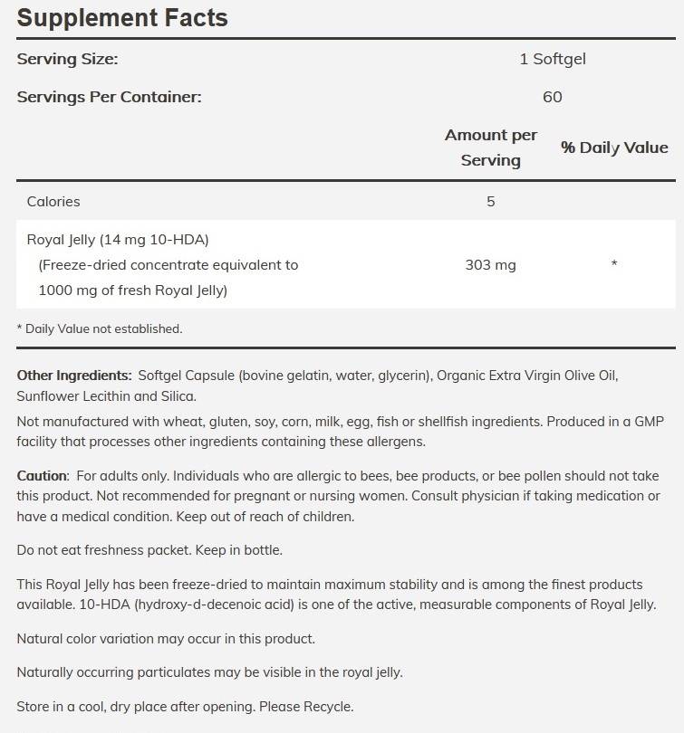 Now-Foods-Royal-Jelly-1000mg-Supplement-Facts