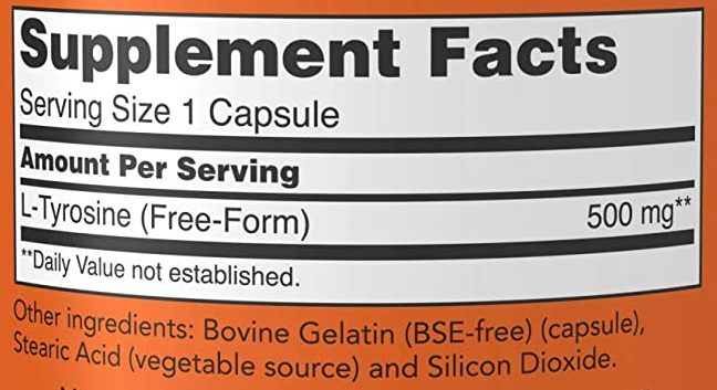 Now-L-Tyrosine-Supplement-Facts