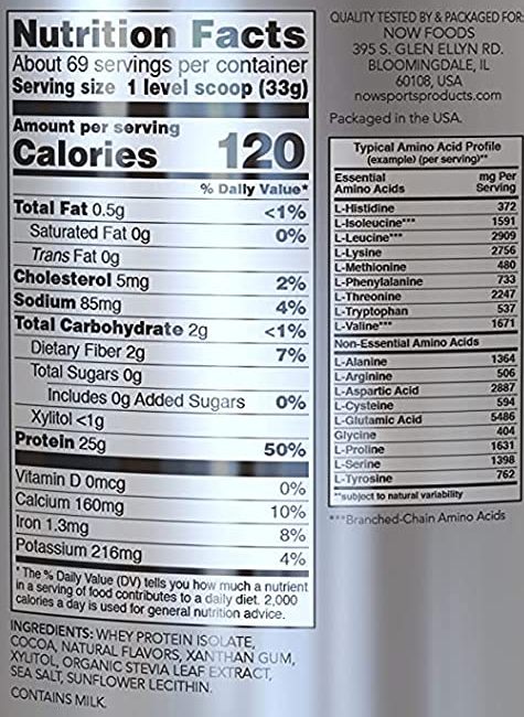 Now-Whey-Isolate-Supp-Facts