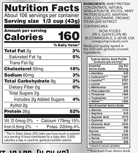 Now-Whey-Protein-10lb-Supplement-Facts